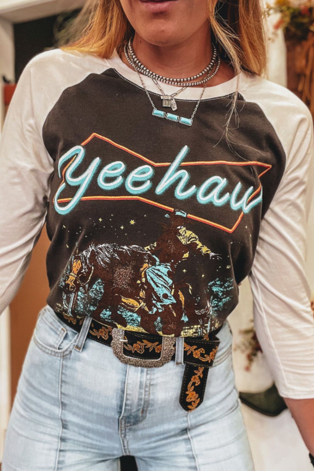 Yee Haw Raglan Sleeve T-Shirt