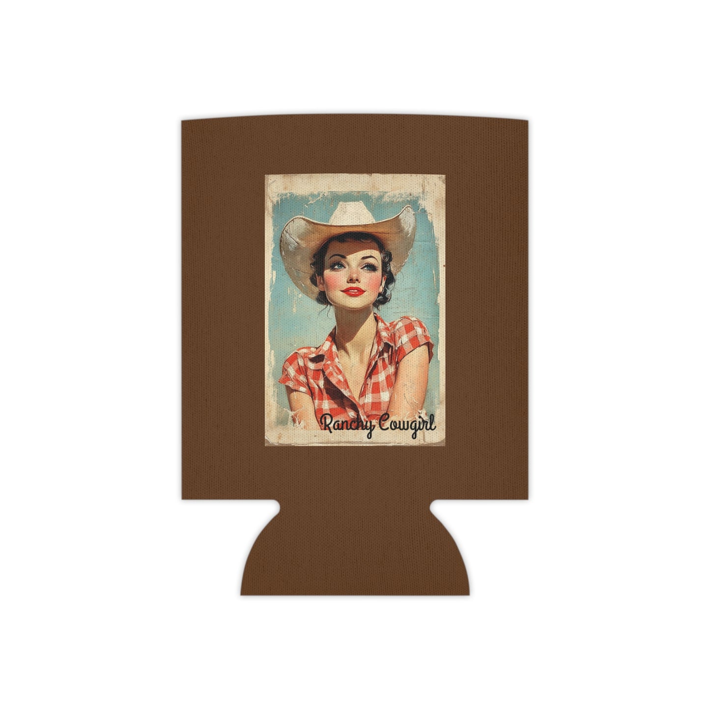 Ranchy Vintage Cowgirl Can Cooler