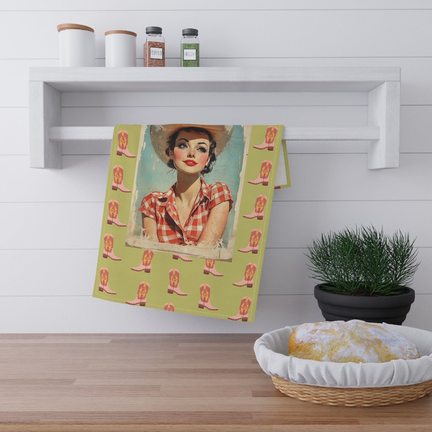 Ranchy Cowgirl Tea Towel