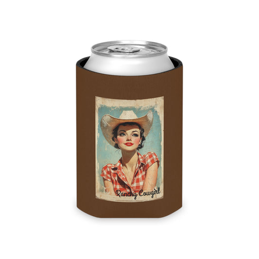 Ranchy Vintage Cowgirl Can Cooler