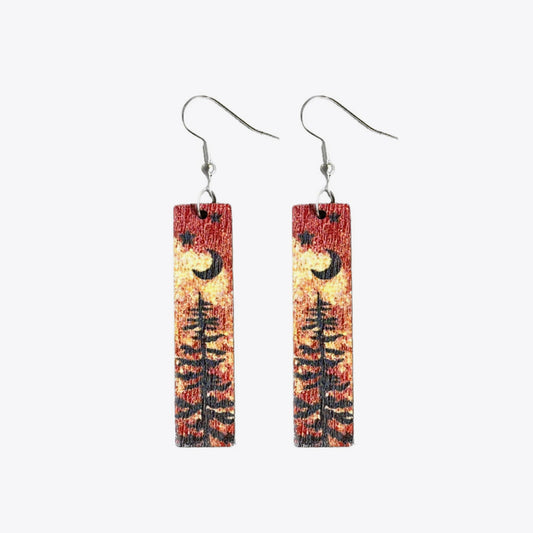 Hand Painted Wooden Dangle Earrings