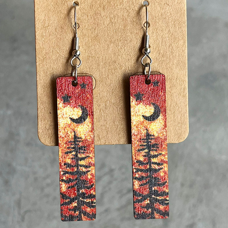 Hand Painted Wooden Dangle Earrings