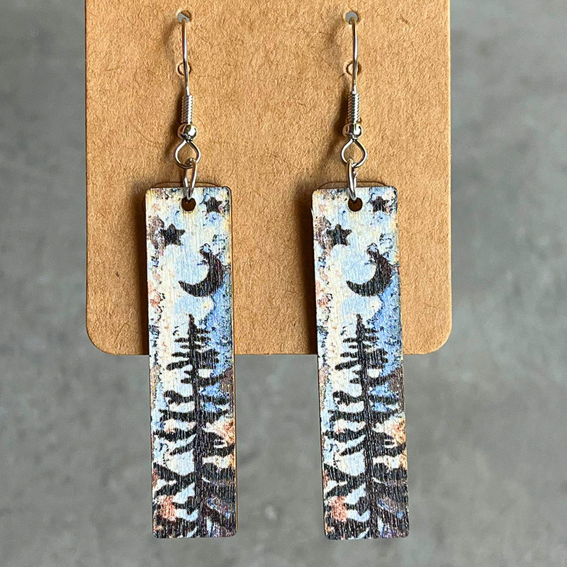 Hand Painted Wooden Dangle Earrings