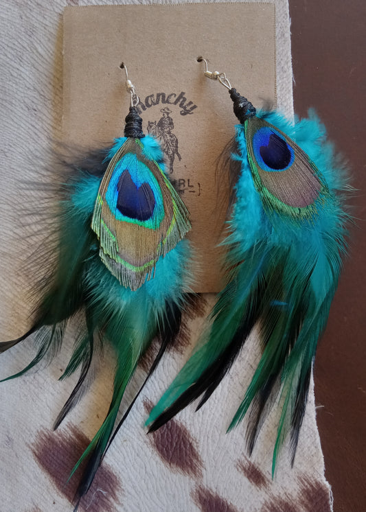 Long PeacockFeather  Earrings #1103