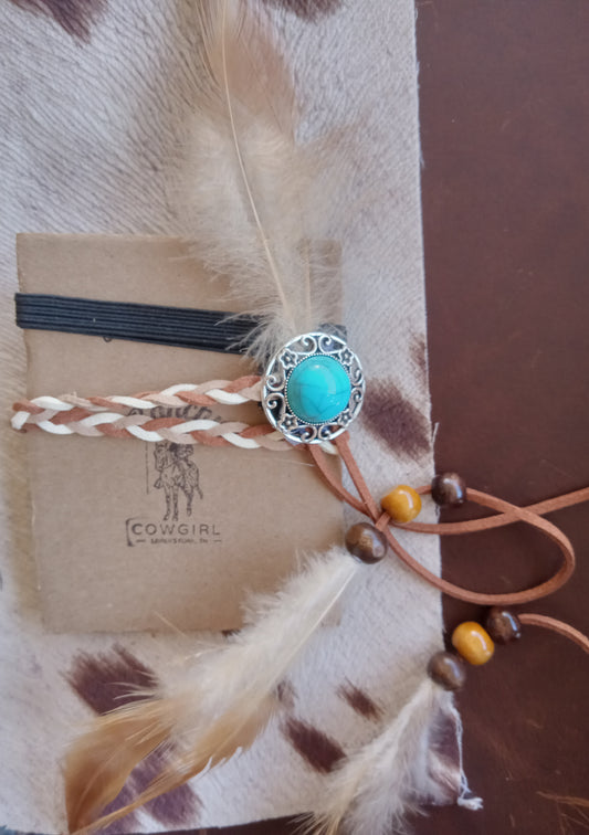 Feather Headband + Faux Turquoise Detail #1108