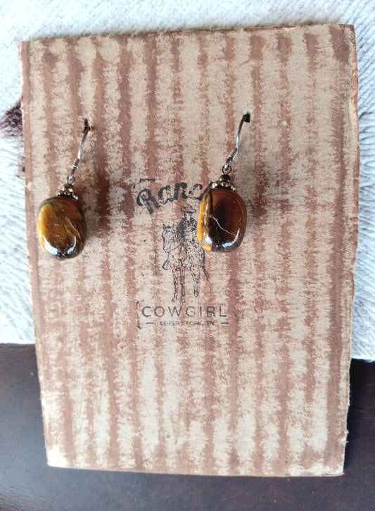 Vintage Tiger Eye Earrings #1139