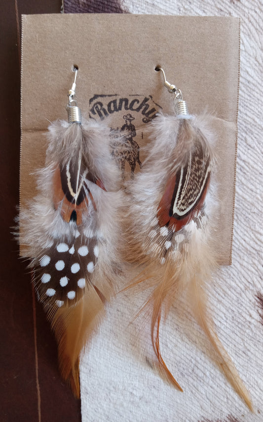 Leopard Spot Feather Dangle Earrings #1109