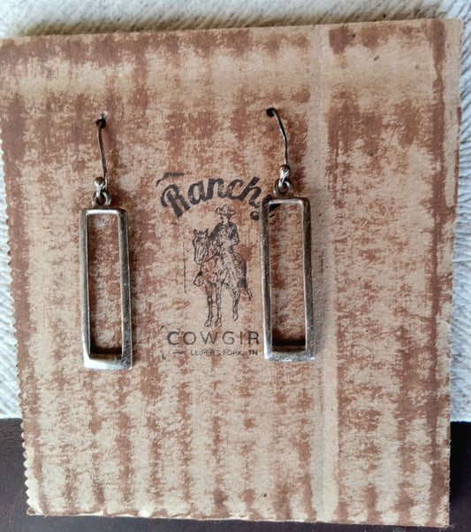 Vintage Antique Gold Rectangle Earrings #1138
