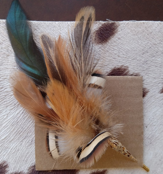 Cowgirl Feather Hat Pin Brown #1152