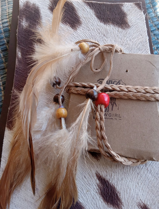 Leather + Feather Wrap Necklace #1123
